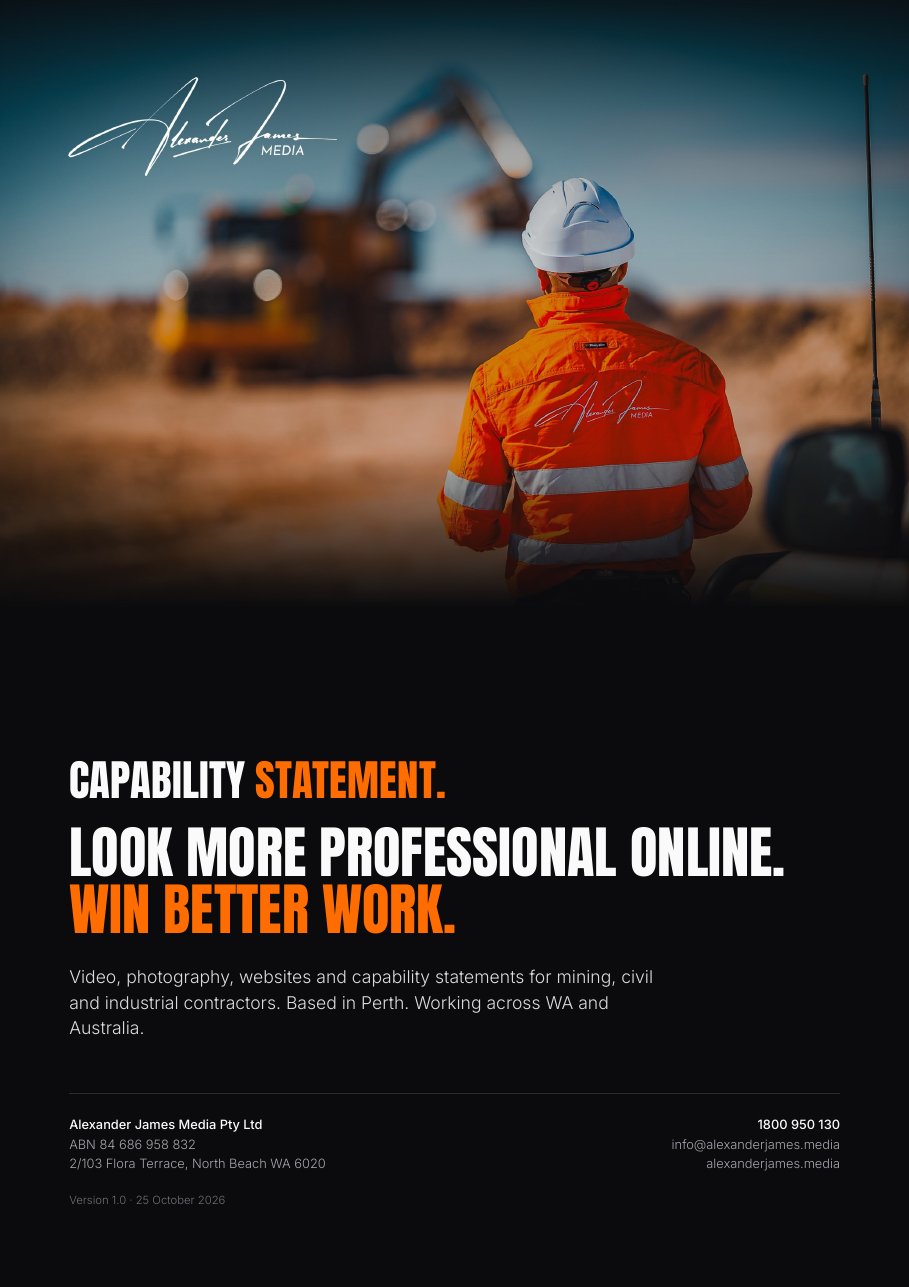 Alexander James Media capability statement cover