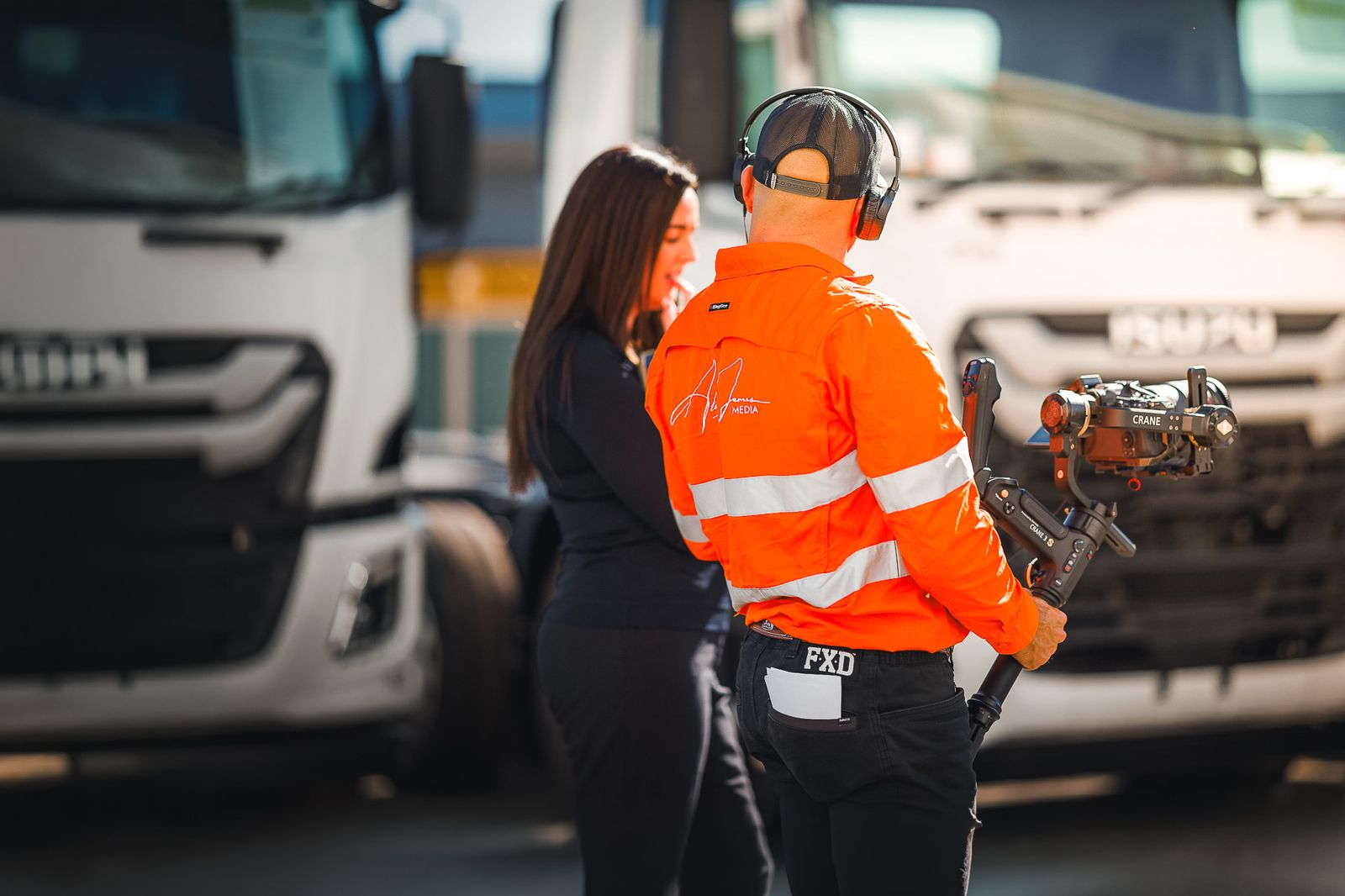 AJM filming a contractor's fleet on site