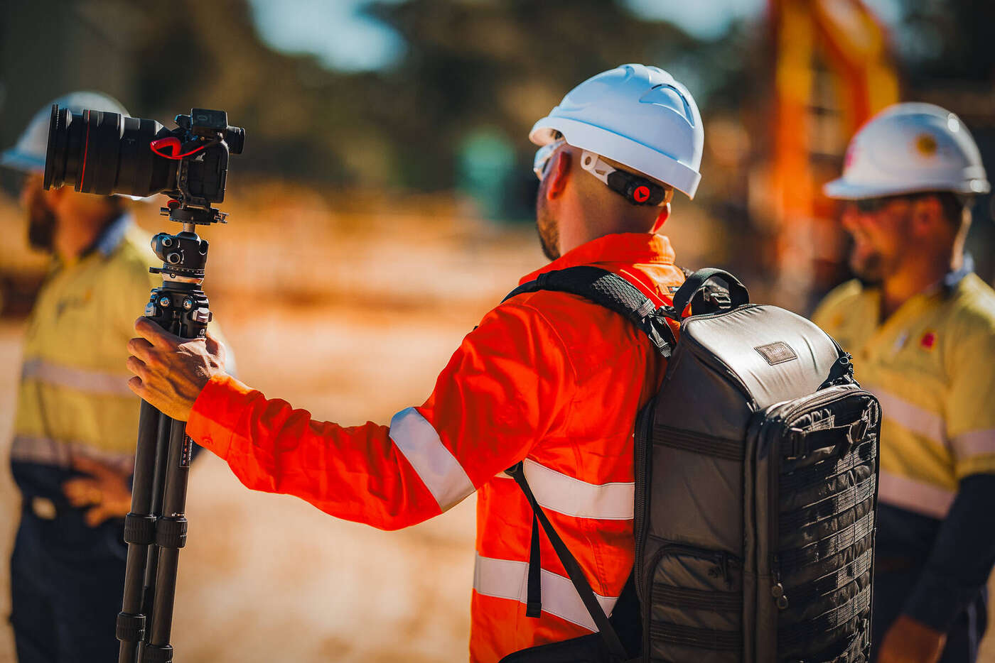AJM filming crew and plant on a Jagcor site