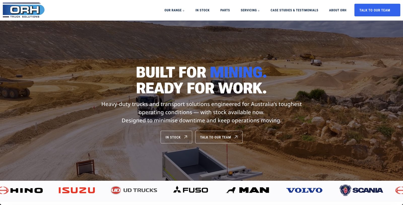 ORH Truck Solutions new homepage featuring the Alexander James Media video